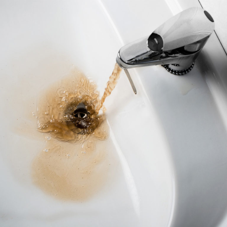 brown water coming out of bathroom faucet